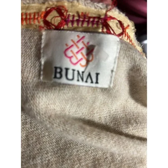 BUNAI Sequin Knit Billowy Women Cardigan Shawl Poncho Open Front Beige FREE SIZE